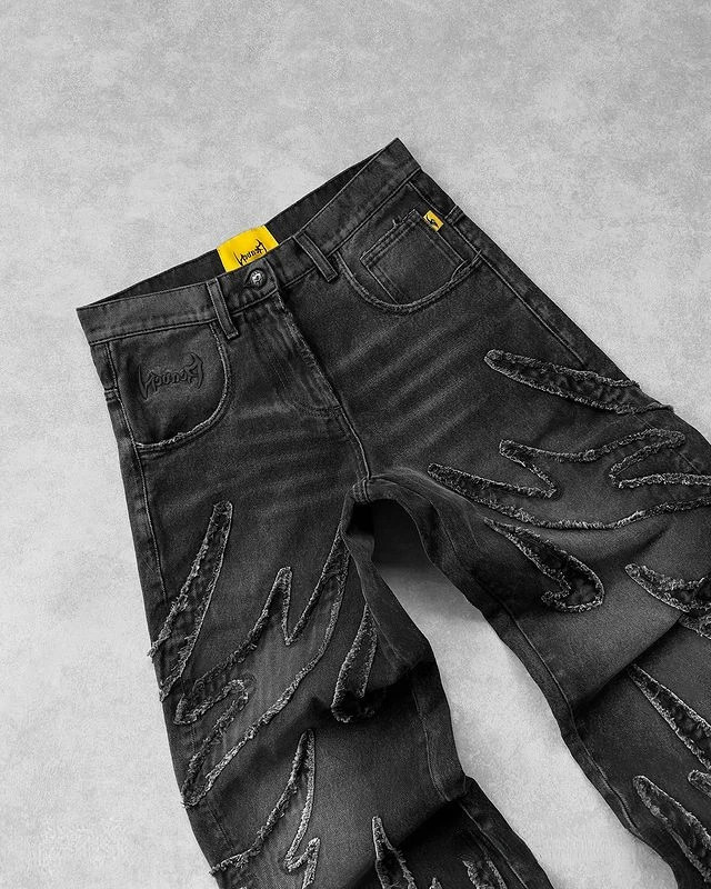 Streetwear Jeans Y2K Mens Womens Retro Hip Hop Distressed ed Baggy Black Pants Rock High Waist Wide Leg Trousers 241216