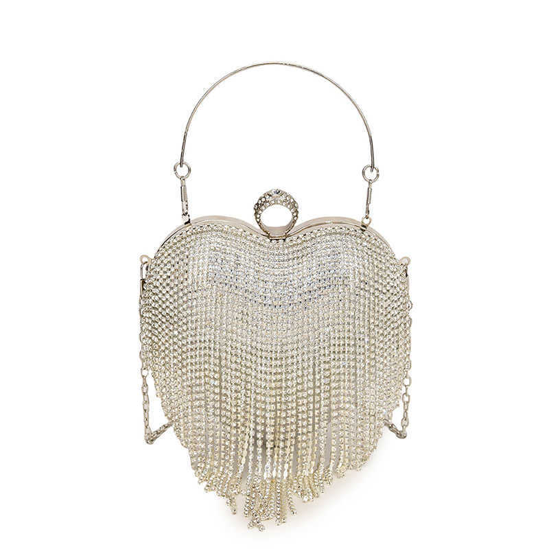 Ladies bags Handheld rhinestone love bag high end tassel dinner bag socialite dress bag