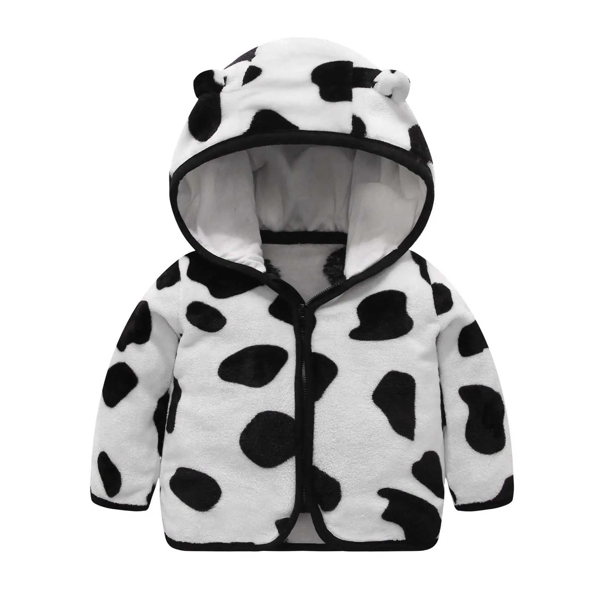 Autumn Winter Childrens Coral Fleece Coat Thick Warm Hooded Long Sleeve Baby Boys Outerwears Plus Velvet Kids Boys JacketXJ241214