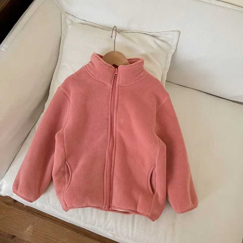 2024 Solid Sport Cold Jacket Long Sleeve ZipperChildrens Clothing Casual Outerwear Polyester Kid Coat Baby Girl Winter ClothesXJ241214