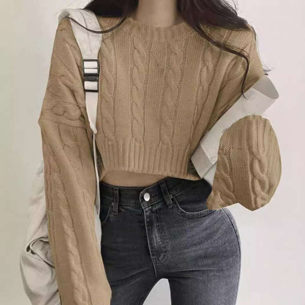 European And American Sexy Sweet Girls Retro Fried Dough Twists Short Clothes Women's Knitwear Autumn New Blouse