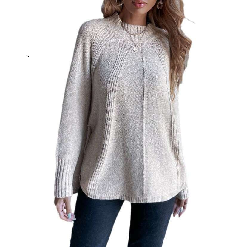 Loose Versatile Slit Knitted Long Sleeved Sweater European And American Foreign Trade, New Autumn Clothes For Women