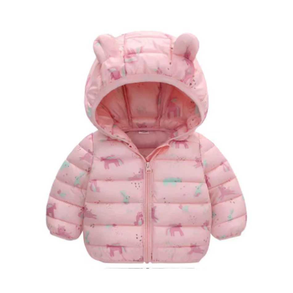 Children Boys Baby Hooded Lightweight Down Jackets Warm Outerwear Autumn Kids Girls Coats Dinosaur Print Casual ClothingXJ241214