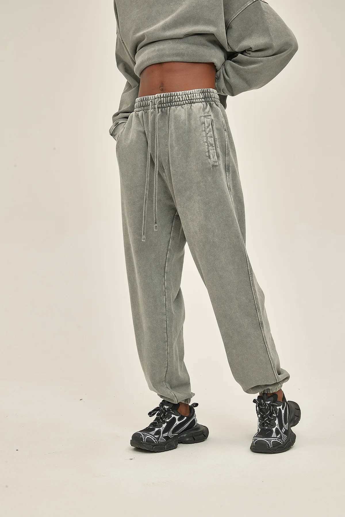 420g mens plus size 100% cotton pickled casual pants jogging sports mens high-quality retro washed sports pants X241216