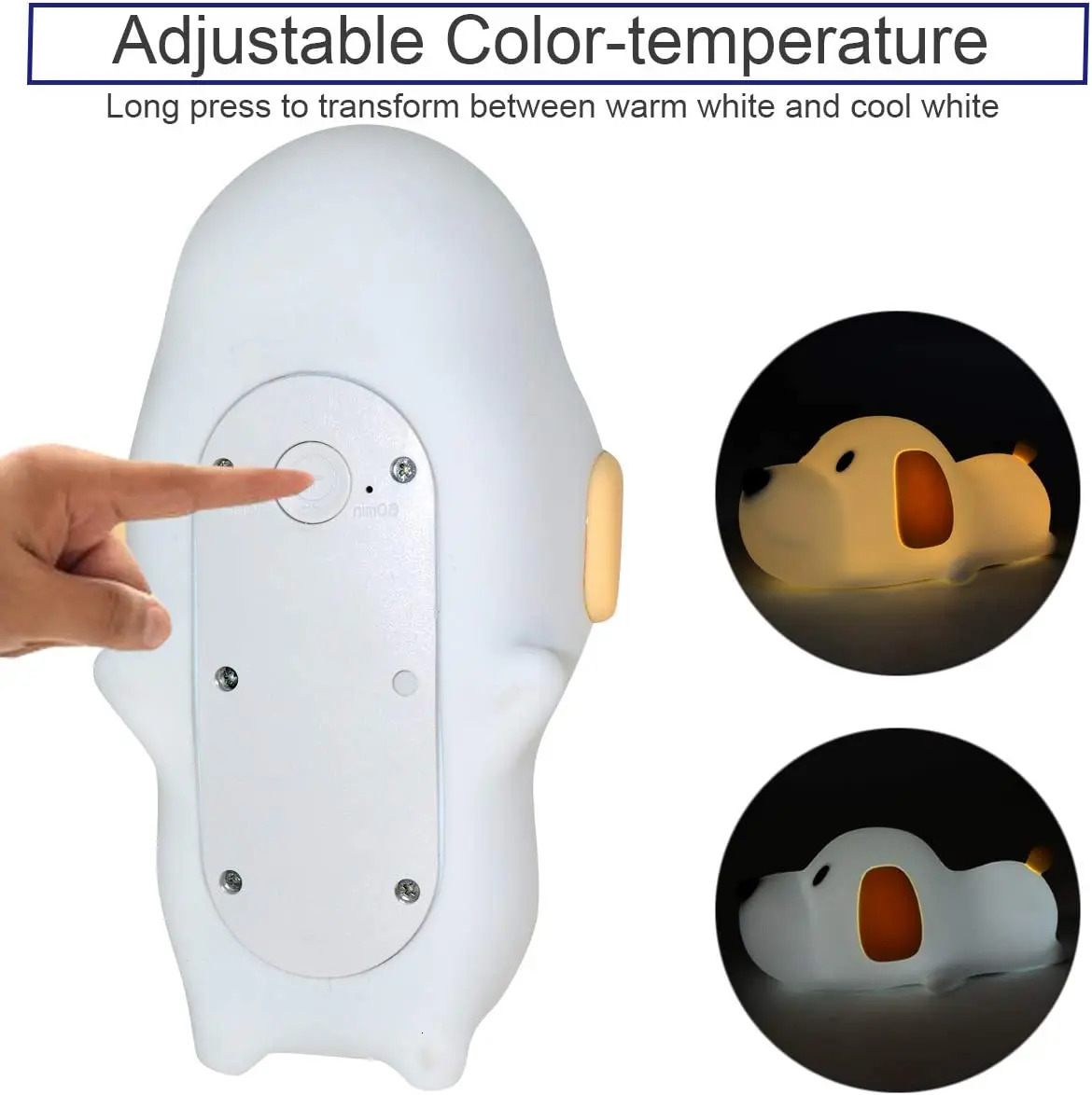 Silicone LED Papa Puppy Night Light Animal Lamp Touch Sensor Dog Night Lamp Children Kid Bedside Bedroom Decor Birthday Gifts 241216