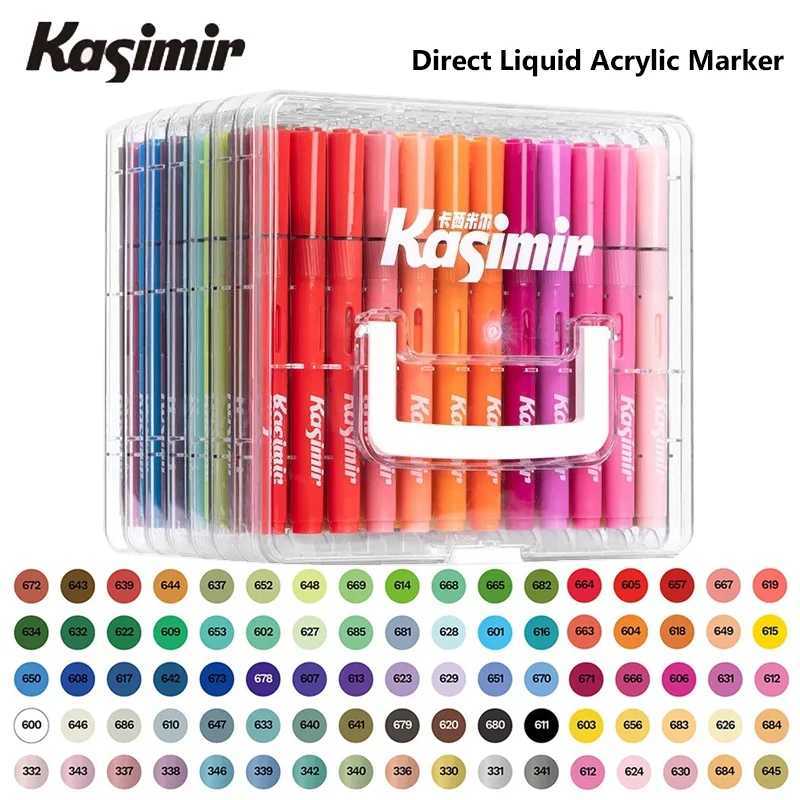 Markers KASIMIR 84/24 Direct-liquid Acrylic Marker Soft Brush Paint Pen Pull out appearance Graffiti Manga School Stationery Supplies H241215