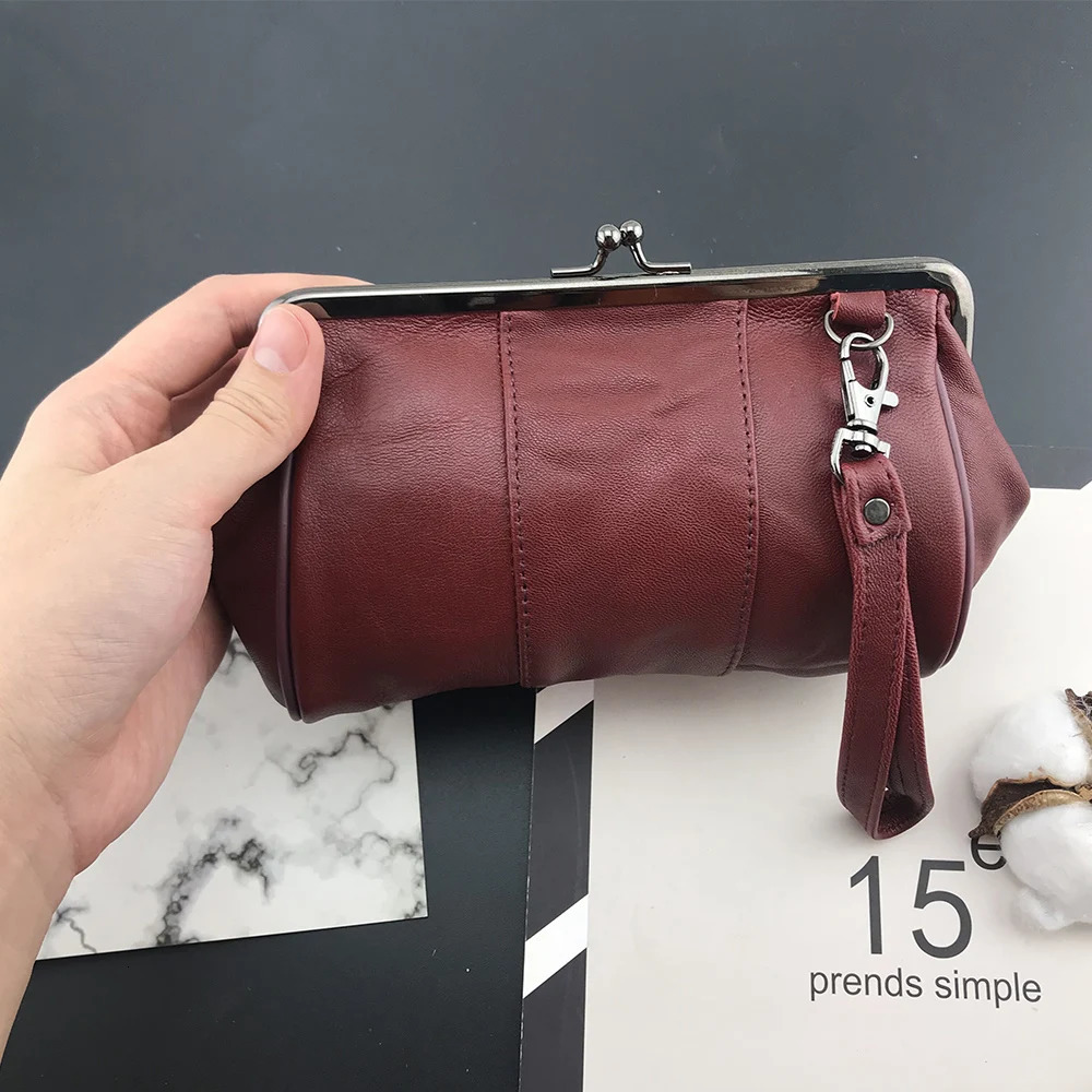 NICOLE CO Women Genuine Leather Phone Bags Original Portable Wallet Men Sheepskin Coin Purse Metal Hasp Money Card Handbag 241212