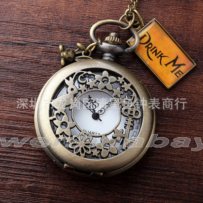 Metal alloy drift bottle wishing bottle small tea creative gift pocket watch thickness 10mm not waterproof ordinary glass mirror 010