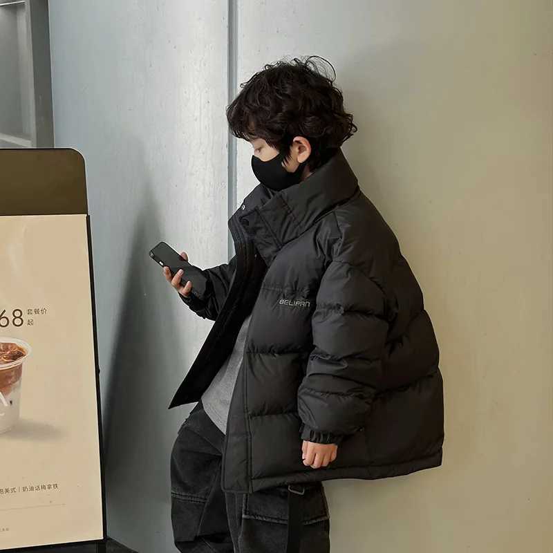 Winter 2024 Children Boys Parkas Cotton Padded Letter Printed Thicken Warm Kids Boy Outerwear Casual Turtleneck Baby Boy JacketsXJ241214
