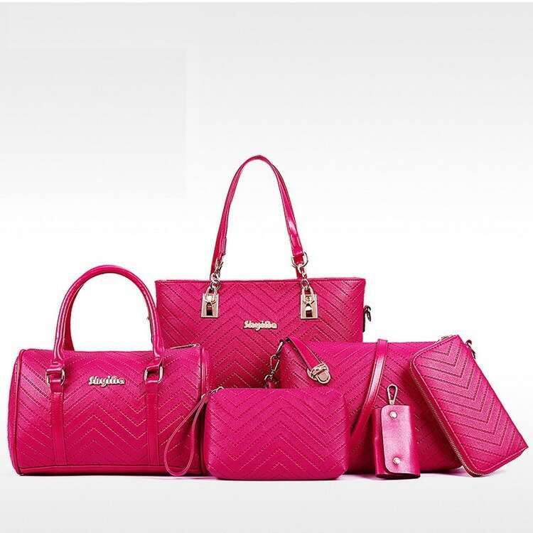 Handbags for Women Ladie Shoulder Bags Version Trendy Embroidery Thread Crossbody Shoulder Hand-Held Bags Six Piece Set