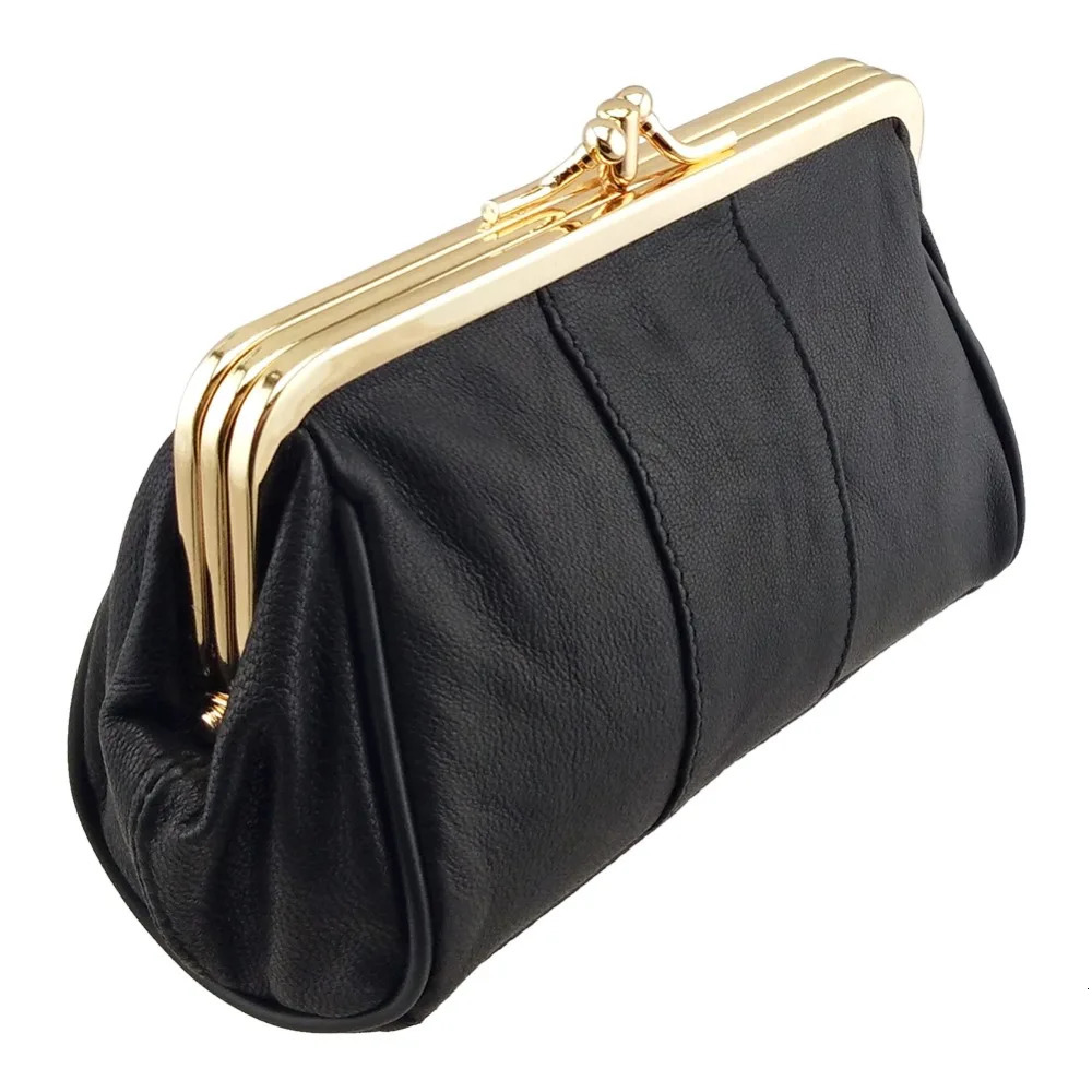 NICOLE CO Original Womens Sheepskin Coin Wallet Girls Metal Frame Change Money Bag Genuine Pickup Bracket Small Wallet 241212