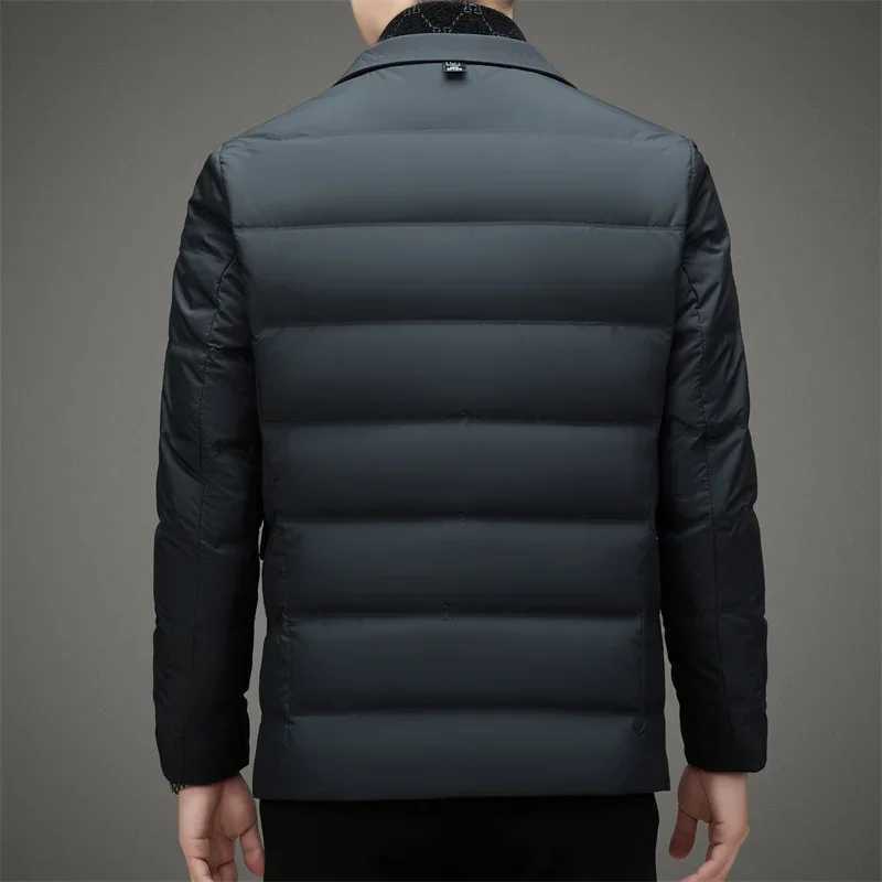 Down Suit Men 2024 New Middle-aged Men Winter Warm Duck Down Clothes Father Winter Suit Coat Blazer Masculino Slim Fit W241216