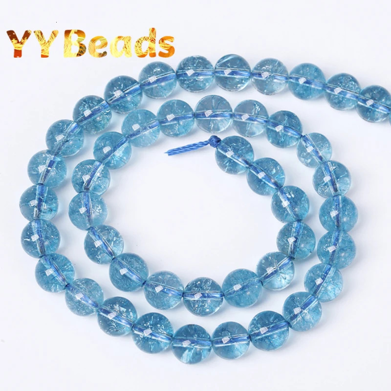 5A highquality light blue Topazs bead cracked crystal loose used for jewelry making bracelets necklaces 412mm 241212