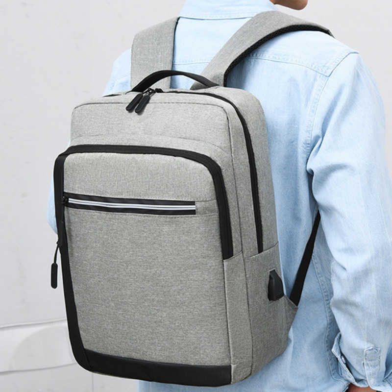 Business Computer Bag Large Capacity Travel Bag Simple Design Mens High School Student Backpack Usb Rechargeable Casual Backpack 240920