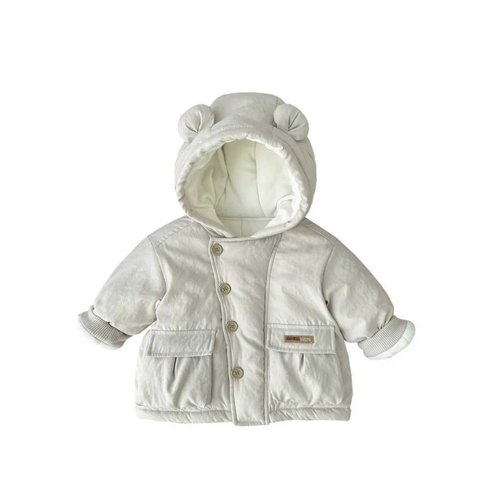 UNIFEMEN Baby Boys Thick Winter Outerwear Hooded Buttons Pocket Warm Cotton Padded Infant Boys Coat Toddler Boys Thick ParkasXJ241214