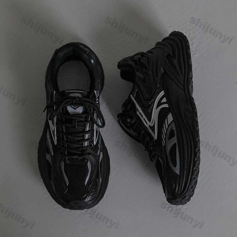 Mens Mesh Chunky Sneakers Thick Sole Sports Shoes Autumn Casual Fashion Lace Up Running Sneakers Platform Outdoor Walking ShoesC241216