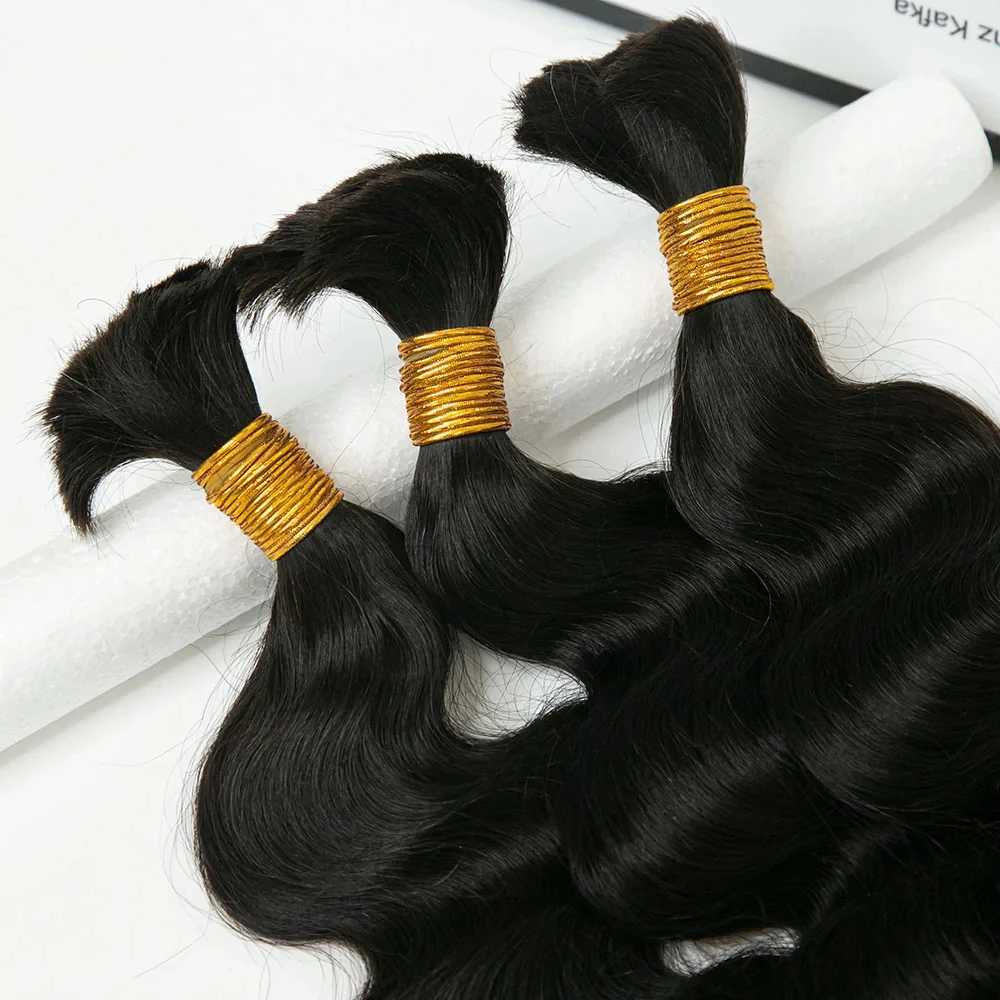 Body Wave No Weft Braids Human Hair Extensions Bulk Human Hair Bundles 16-26 Natural Black Virgin Hair Bulk For BraidingXJ241216