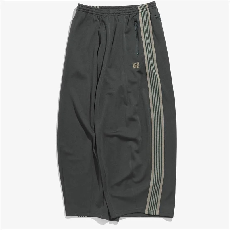 Blue Green Butterfly Embroidered Sports Pants Mens Hip Hop Ribbon Stripe Wide Leg High Quality Trouser Inner Label 241212Z