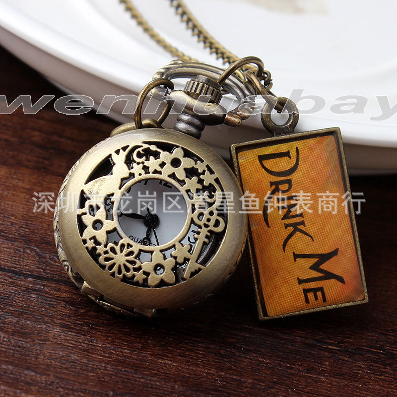 Metal alloy drift bottle wishing bottle small tea creative gift pocket watch thickness 10mm not waterproof ordinary glass mirror 010