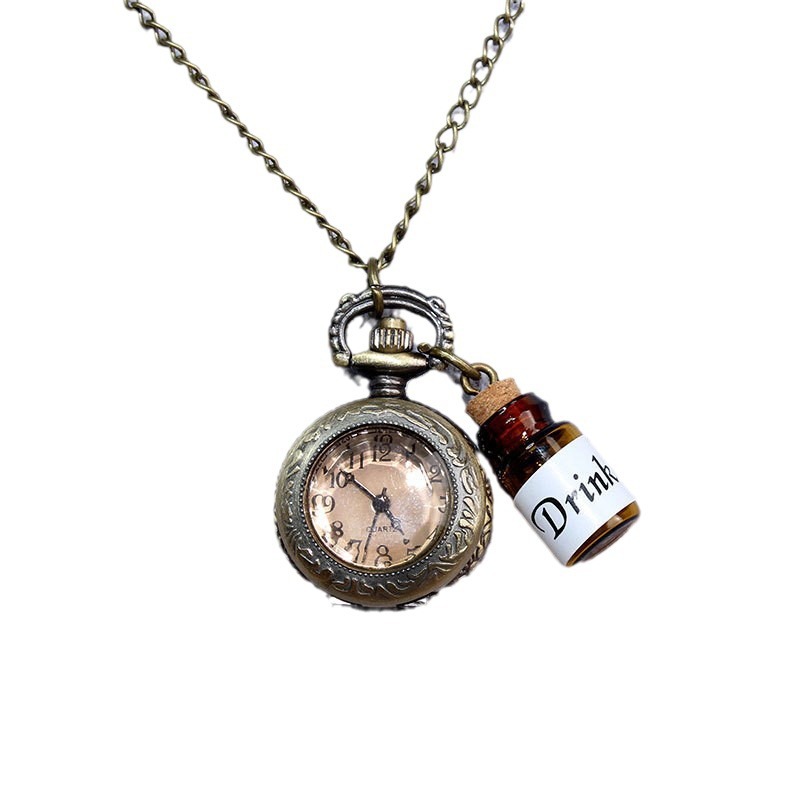 Metal alloy drift bottle wishing bottle small tea creative gift pocket watch thickness 10mm not waterproof ordinary glass mirror 010