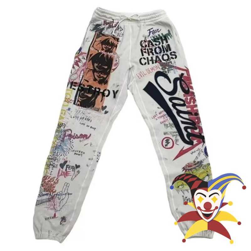 Vintage Graffiti Printing Saint Sweatpants For Men Women High Quality Jogger Drawstring Pants X2503191