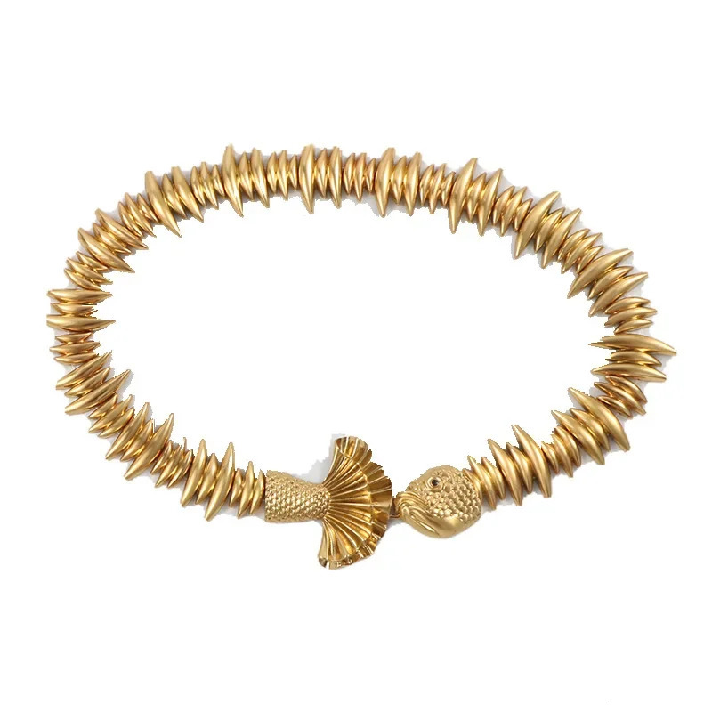 Metal Gold Fish Elastic Female Waistband Fashion er Dress Coat Decoration Girdle Punk Gothic Belt for Women 241216