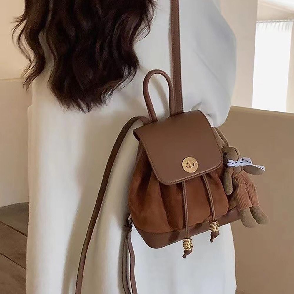 New Handbag Multi functional Korean Drawstring Backpack with Pendant Bucket PU Leather Shoulder Bag Designer Shoulder Bag bag