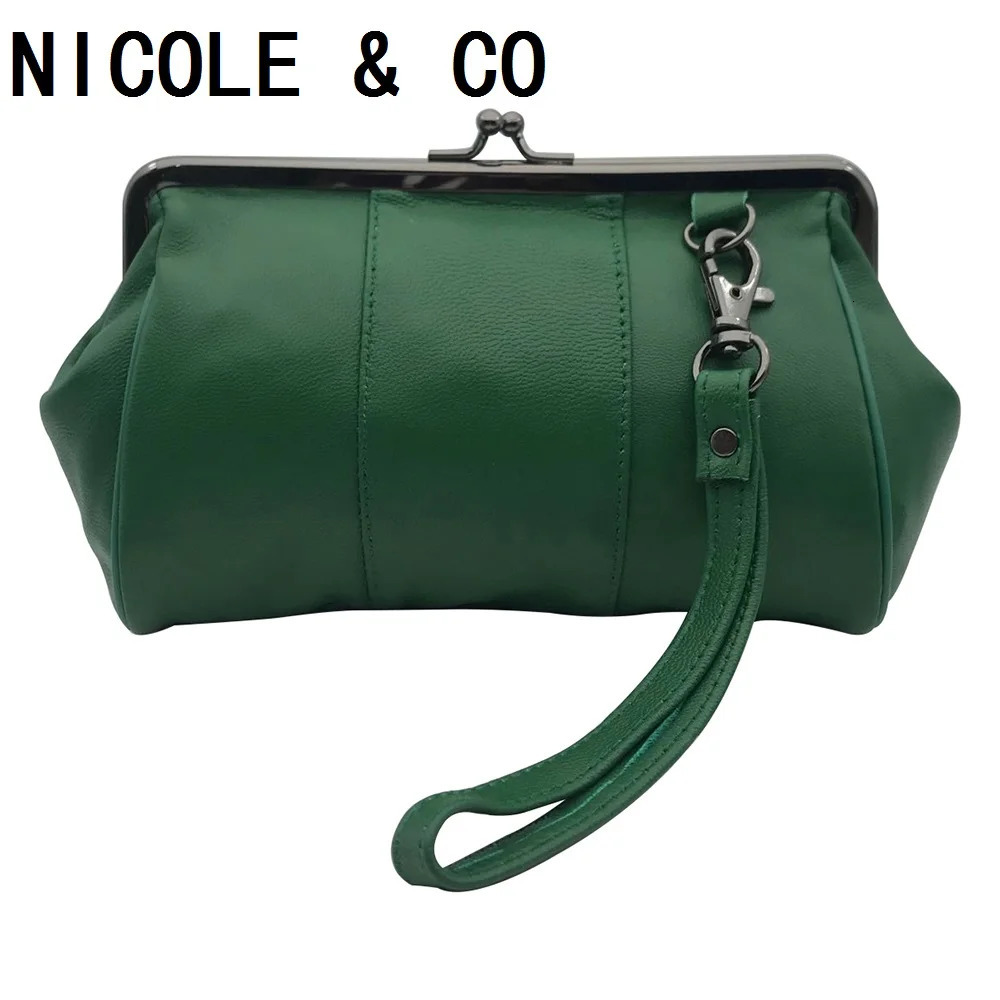 NICOLE CO Women Genuine Leather Phone Bags Original Portable Wallet Men Sheepskin Coin Purse Metal Hasp Money Card Handbag 241212