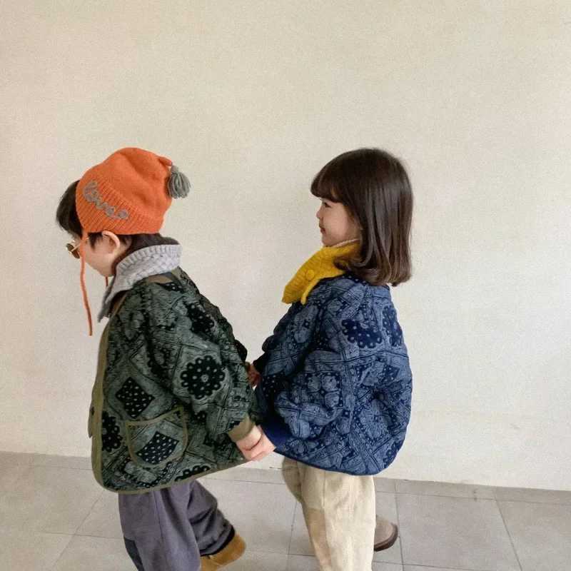 9160 Children Coat 2024 Autumn Winter Korean Boys Retro Cotton Clothes Jackets Girls Loose Cotton Coat 1-9Year Kids CoatXJ241214