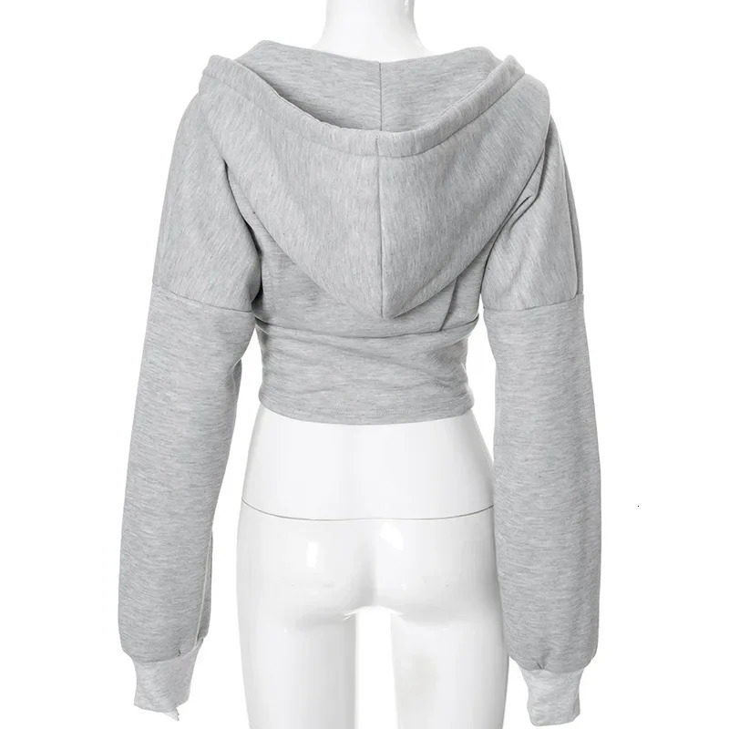 Womens solid wool hooded sweater 2024 autumn and winter long sleeved zipper ultra-thin tight corset jacket top 241209
