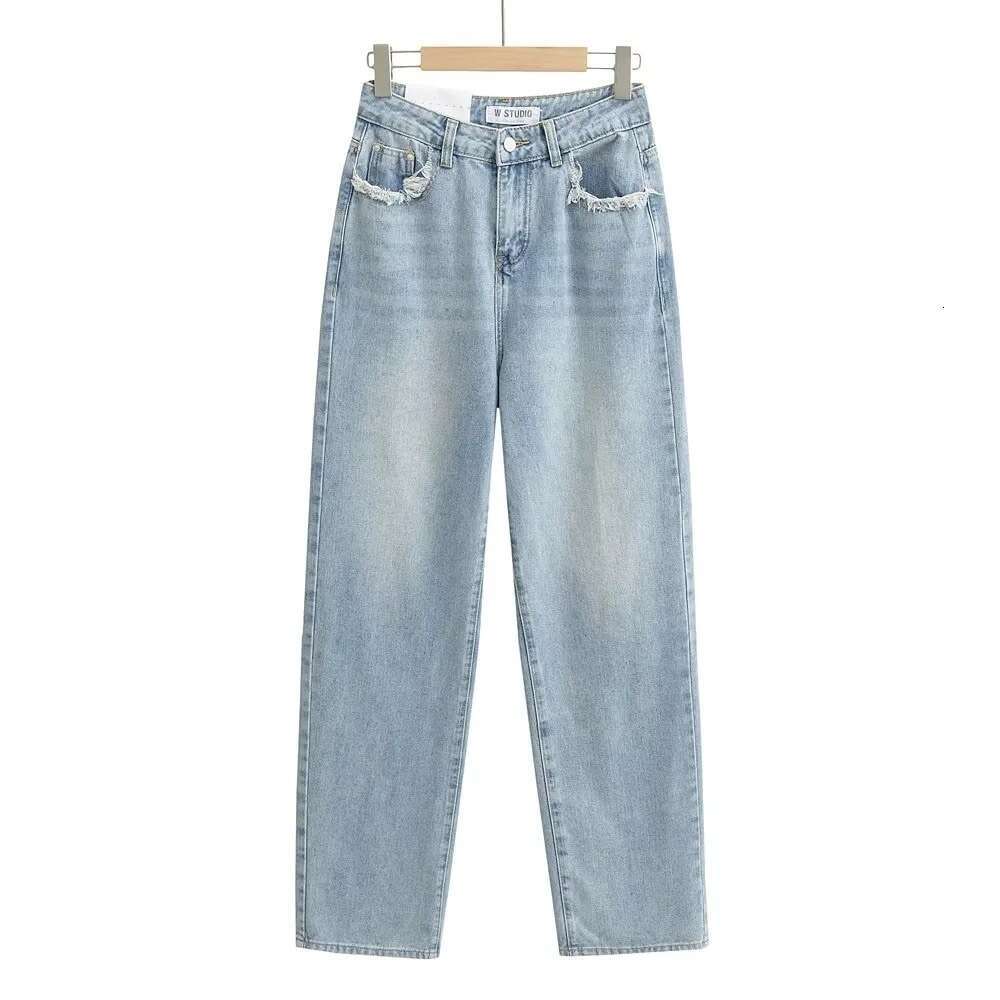Spicy Girl INS Personalized Matte Pocket High Waist Wide Pants for Women, Loose and Slim Straight Leg Cowboy Pants, 2024 Versatile New Trendy Clothing