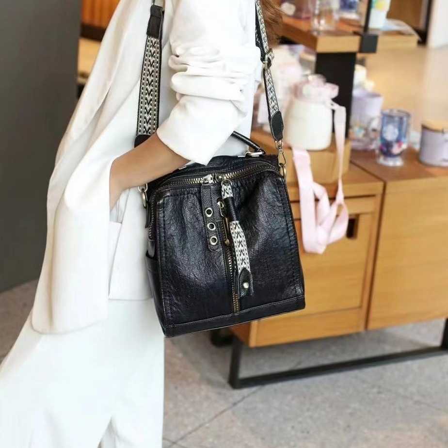 Multi functional shoulder crossbody bag for women fashionable soft leather handbag, high-end feel backpack, casual backpack 241215