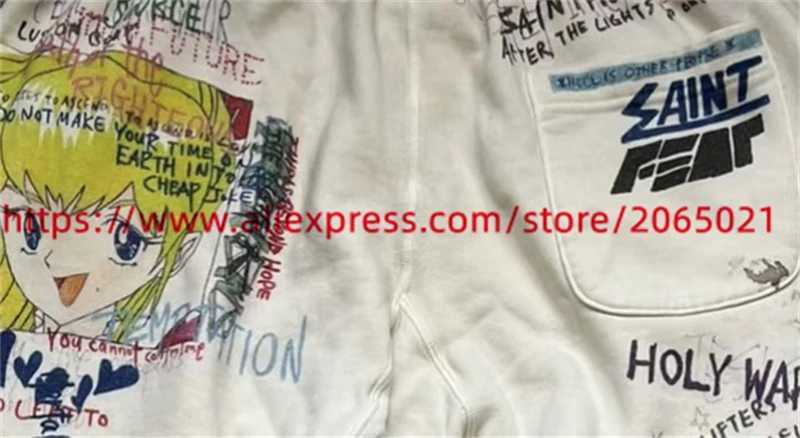 Vintage Graffiti Printing Saint Sweatpants For Men Women High Quality Jogger Drawstring Pants X2503191