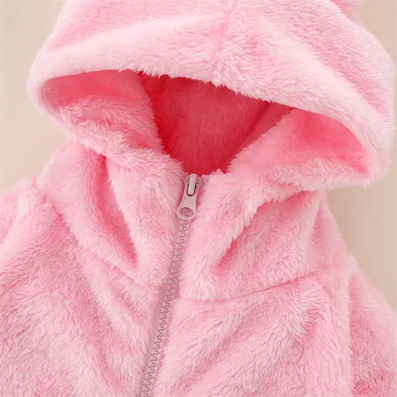 (9 Months -3 Years Old) New Pink Long Sleeved Baby Girl Coat For Autumn And Winter Simple Sle Warm ChildrenS ClothingXJ241214