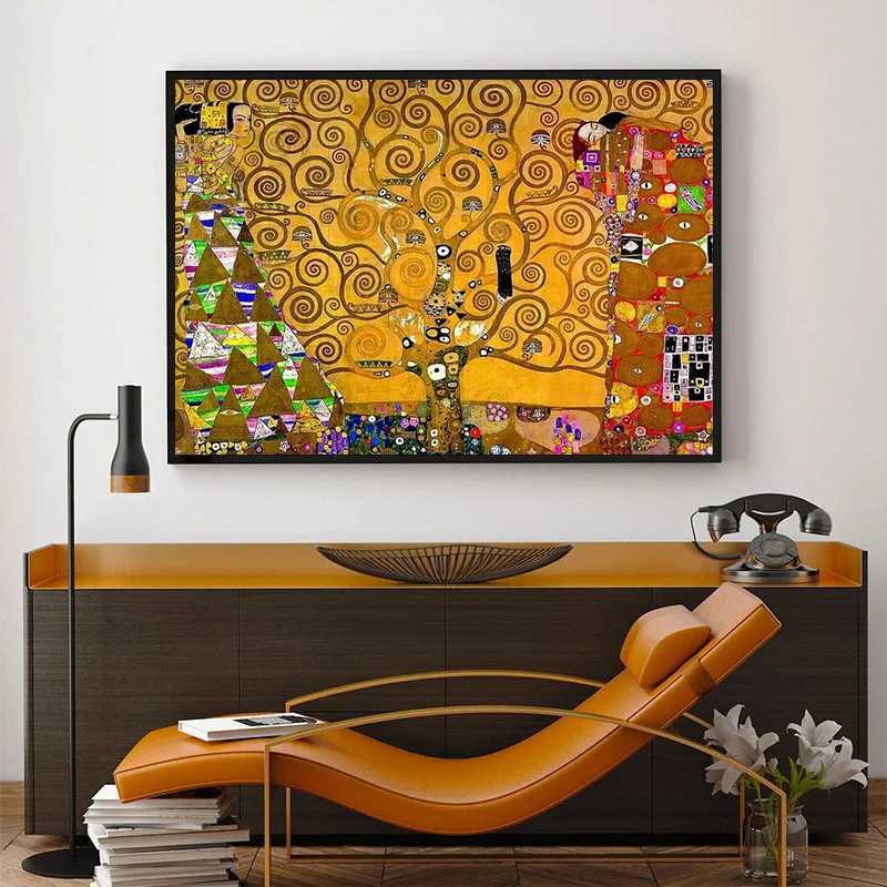 Gustav Klimt Freyas Tears Kiss Photo Poster Art Scandinavian HD Picture Canvas Painting and Printmaking Used for Living Room Home Decoration M241216
