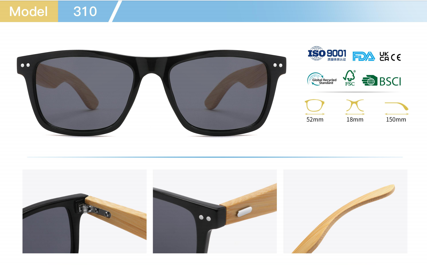 Fashion sunglasses Wayfarers Polarized glasses and Classic Style Stylish HD Lenses Polarized Optical Glass Lenses toprb PC frame wooden glasses feet