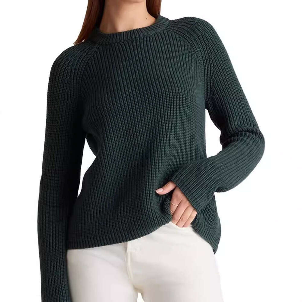 Autumn Winter New European And American Style Hem High Slit Round Neck Long Sleeved Pullover Clothes For Women In Autumn