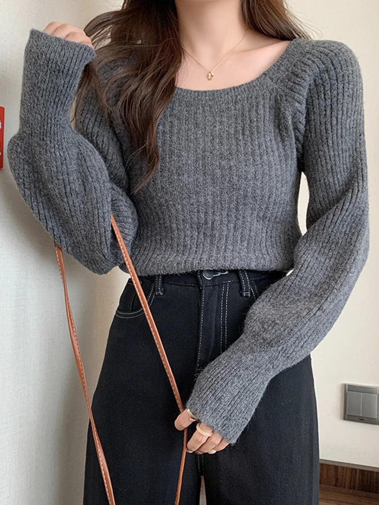 Autumn and winter loose womens sweater casual soft long sleeved fluffy jumper knitted basic top 241211