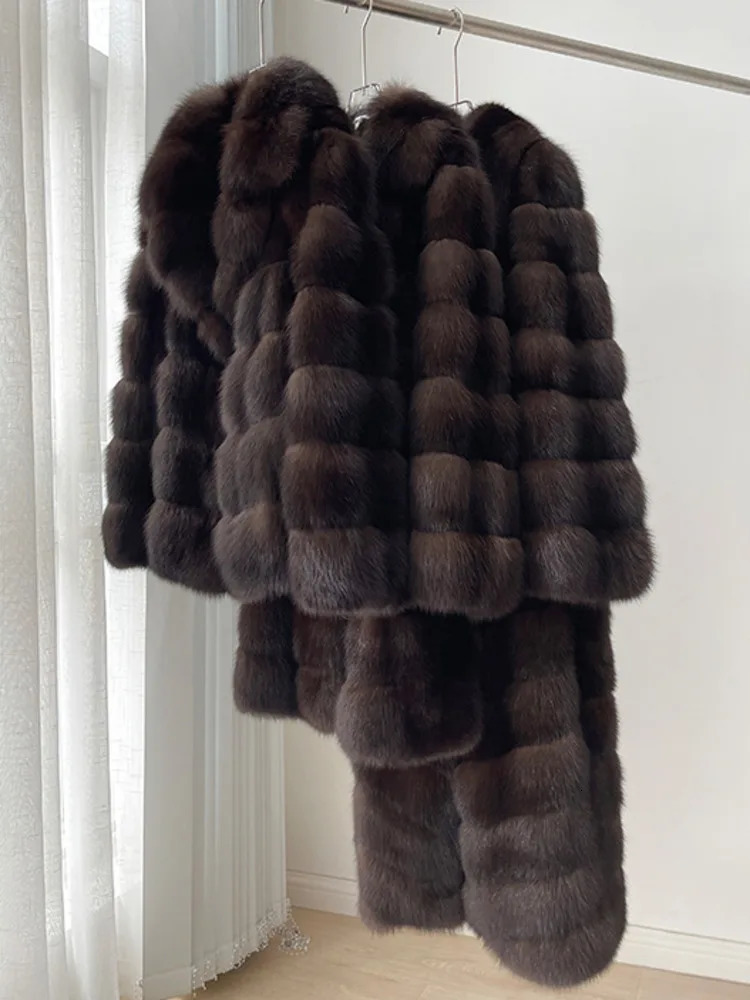 DEAT Fashion Womens Faux Fur Coat Vneck Long Sleeves No Placket Thickening Warm Pockets Overcoat Winter 7AB2642 241121