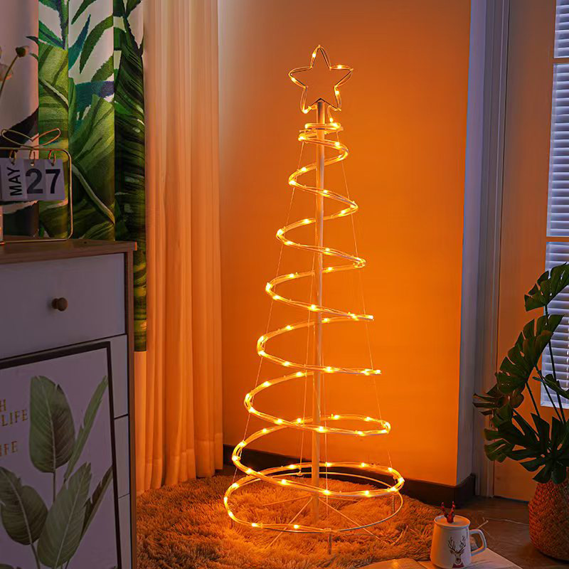 Christmas Festival Warm White LED Spiral String Lights for Yard and Home Decor
