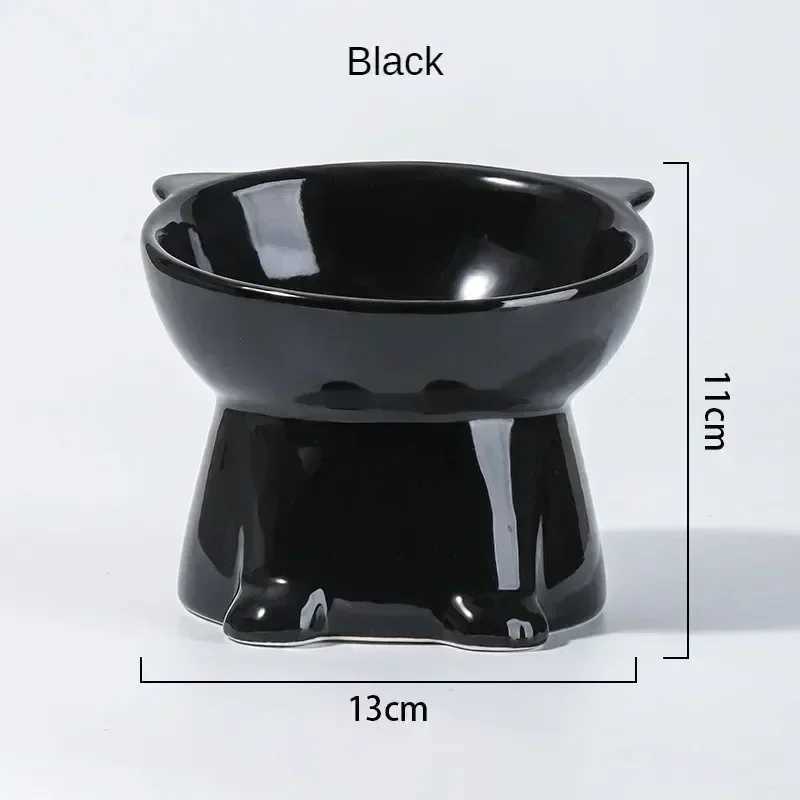 Cat Feeders Black Cat Bowl Ceramic Cat Bowl Pet Bowl Pet Supplies Cat Bowl Dog Bowl Macaron Color New Cat and Dog Universal Pet Bowl z241213