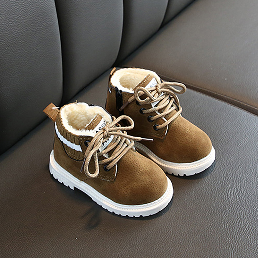 Plush Kids Winter Snow Boots Cotton Fabric Children Shoes Happysteps Baby Toddler Boys Girls Warm Boots Size US 5C-12.5C