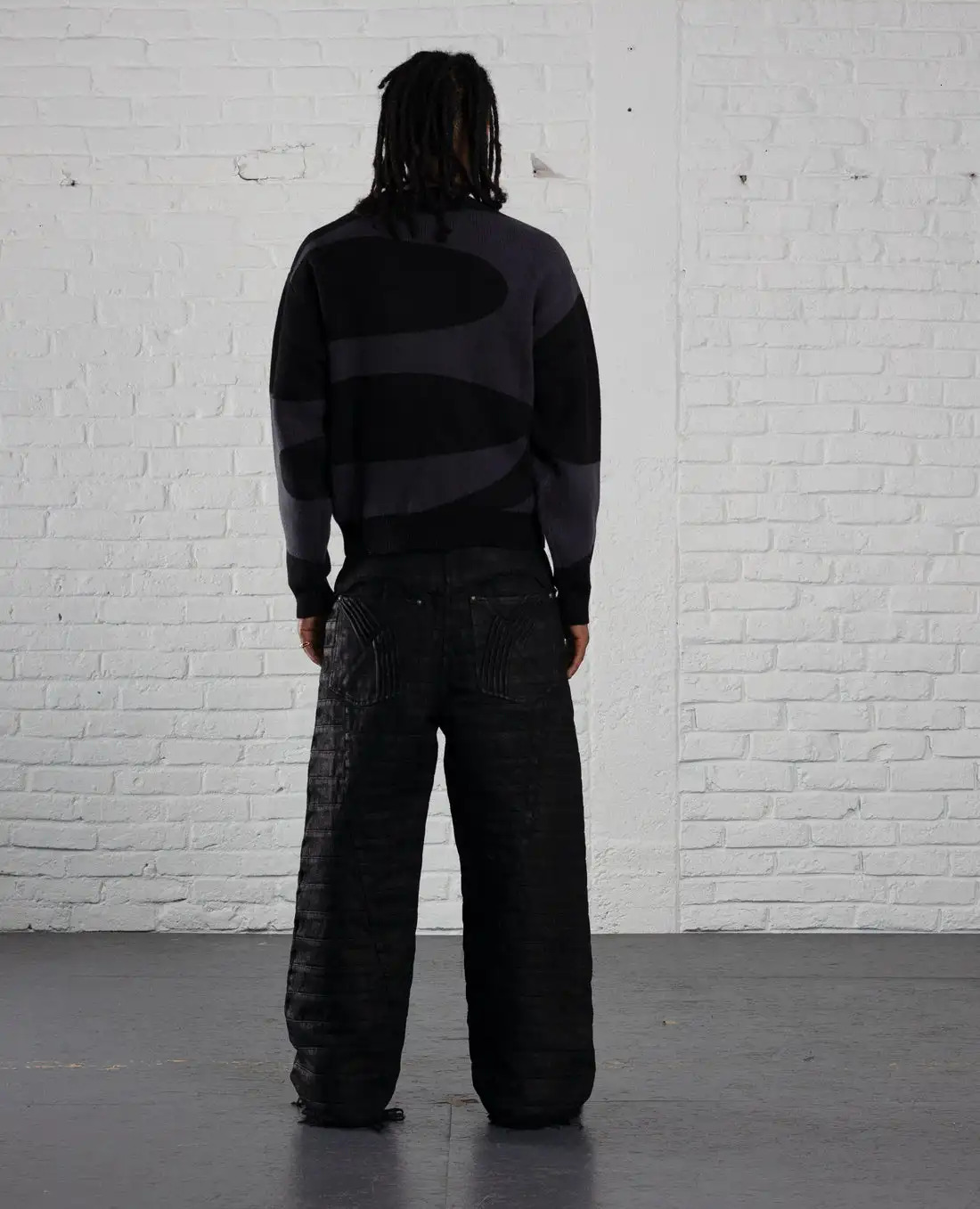 Autumn Winter Irregular Letter Pattern Pullover Sweater Y2k Loose Casual Round Neck Knitted Sweaters Trendy Men Clothing 241216