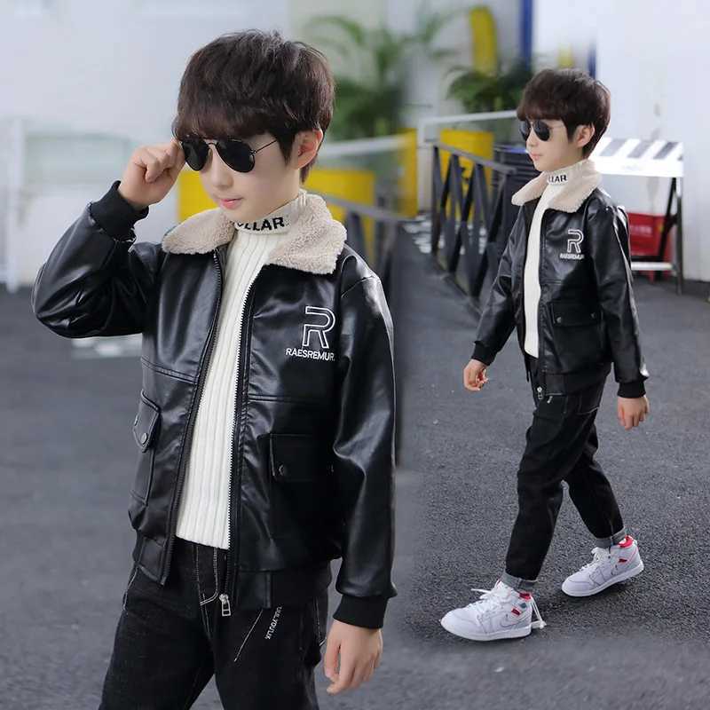 2024 Fashion Winter Child Coat Waterproof Baby Boys Leather Hooded Jackets Plus velvet Thicken Warm CUHK Boys clothes 2-12YXJ241214