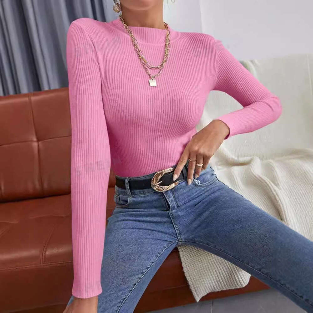 New European And American Foreign Trade Women's Half High Collar Pullover Knitted Clothes For Autumn Women