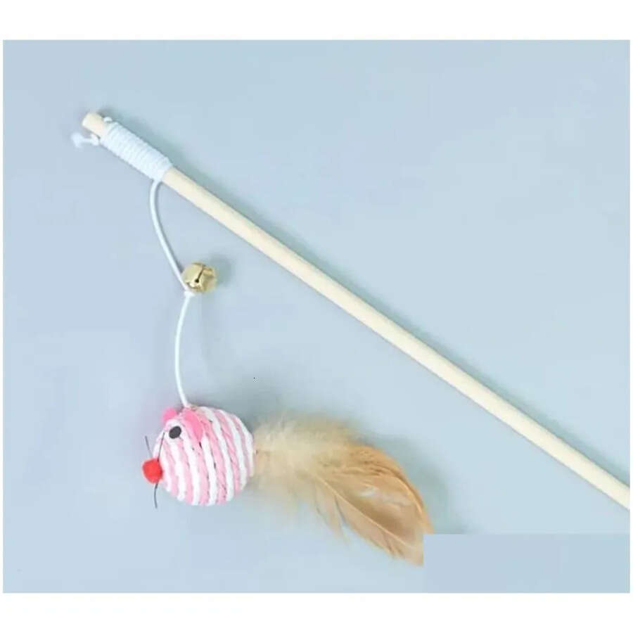 Funny Stick Interactive Kitten Wood Wand Feather Bell Fish Rat Doll Catcher Teaser Exercise For Indoor Animal Cher Drop Delivery Home Dhjw5