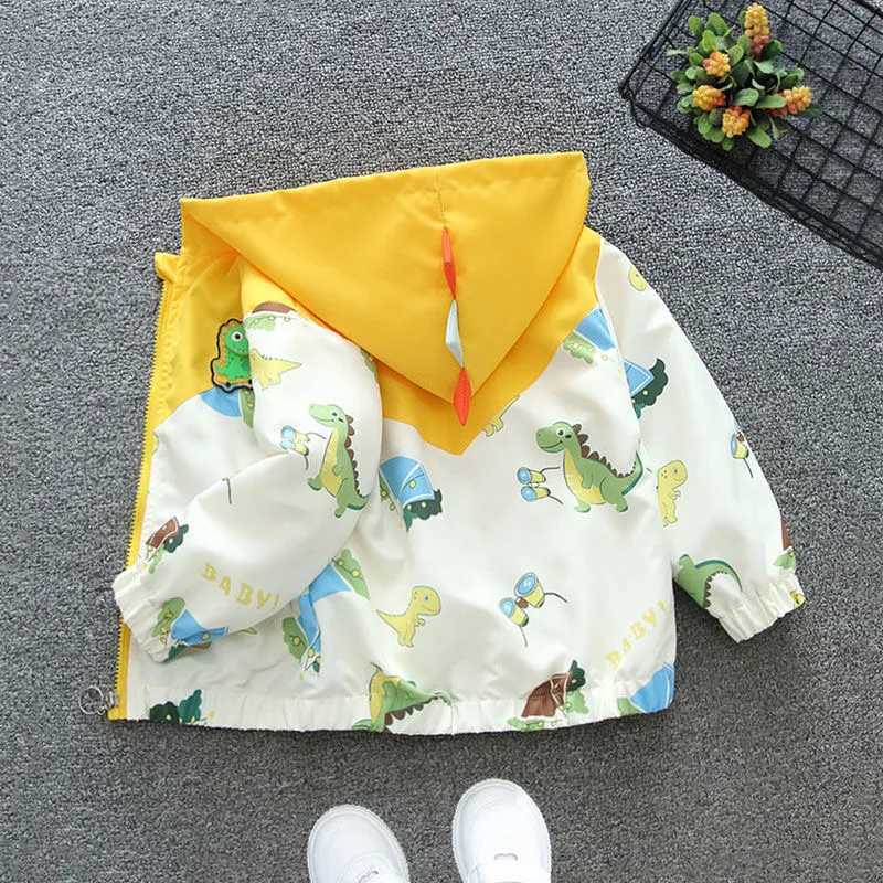 Spring Baby Boys Dinosaur Hooded Jacket Toddler Kids Outerwear Casual Windbreaker Coats Children Clothing for 1-6YearsXJ241214