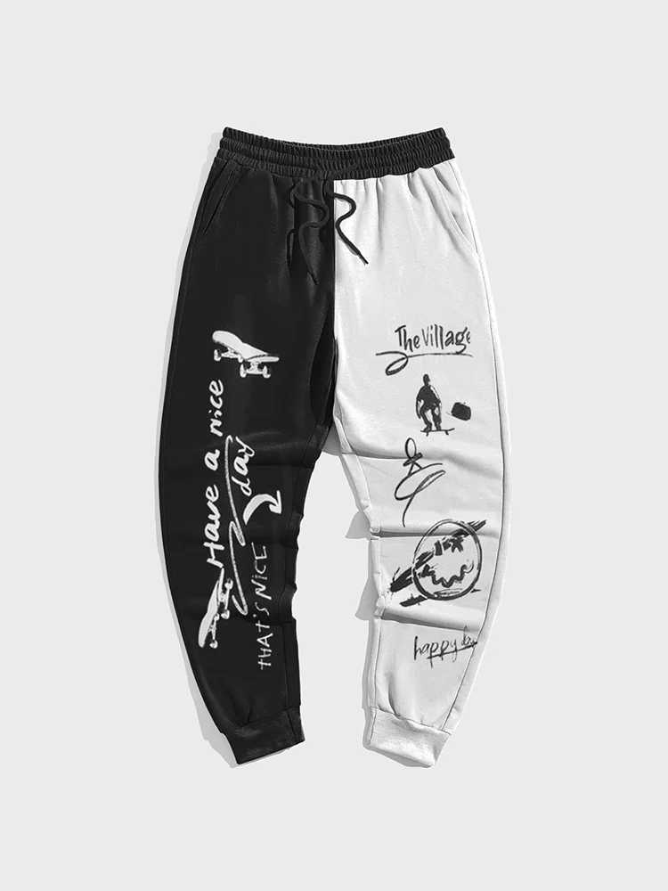 Black White Graffiti Man Pants Fashion Gym Sweatpants Korean Popular Clothing Hip Hop 3D Print Y2k Mens Clothing Winter Trousers X250625
