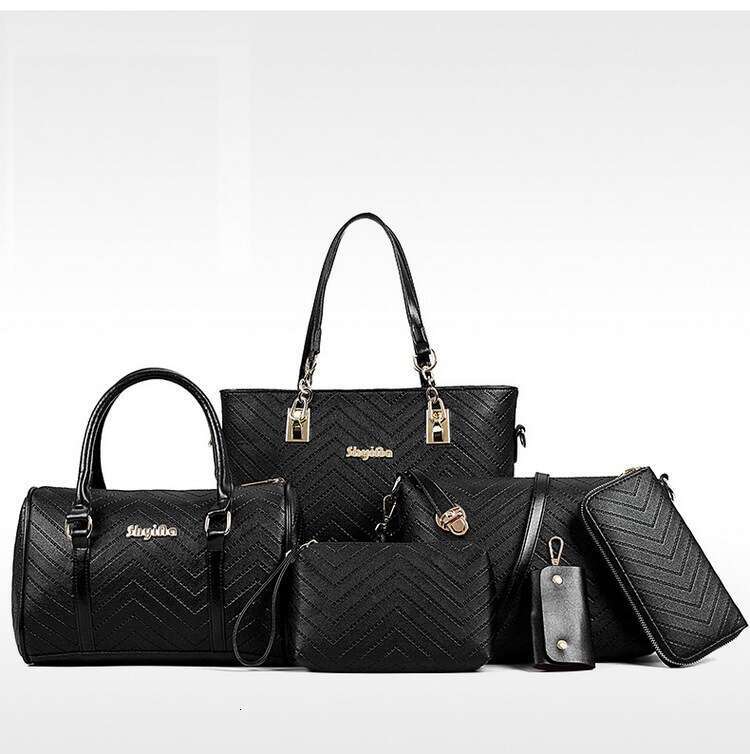 Handbags for Women Ladie Shoulder Bags Version Trendy Embroidery Thread Crossbody Shoulder Hand-Held Bags Six Piece Set