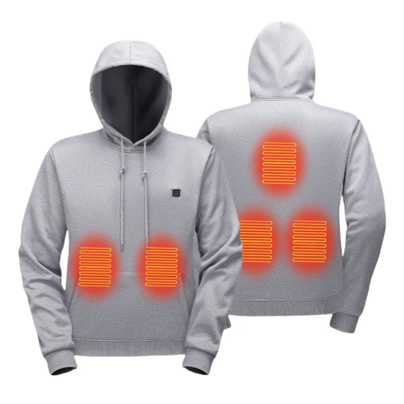 Hoodie Womens Lightweight Warm USB Powered Electric Outdoor Sweater Fishing Camping Jacket Neutral Grey B 241214